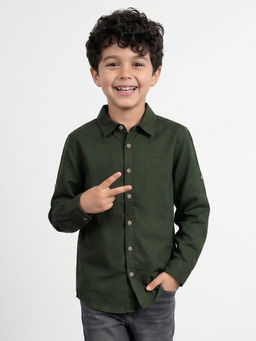 Allen Solly - Boys Olive Textured Casual Shirt