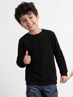 Allen Solly - Boys Black Solid Sweatshirt