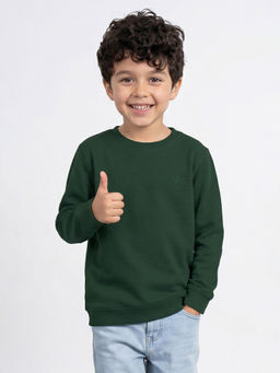 Allen Solly - Boys Green Solid Sweatshirt