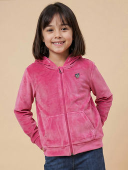 Allen Solly - Girls Pink Solid Hoodie