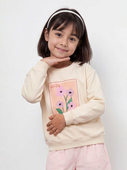 Allen Solly - Girls Beige Graphic Sweatshirt