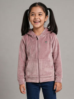 Allen Solly - Girls Pink Solid Hoodie