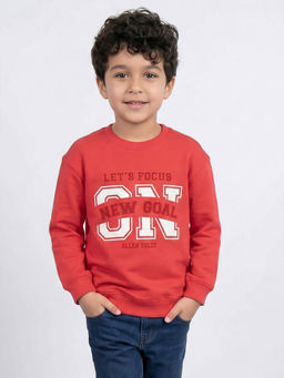 Allen Solly - Boys Red Graphic Sweatshirt