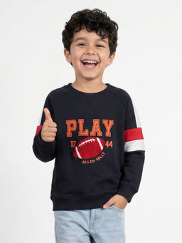 Allen Solly - Boys Navy Blue Graphic Sweatshirt