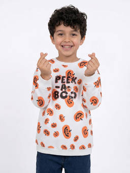 Allen Solly - Boys White Print Sweatshirt