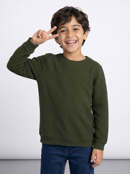 Allen Solly - Boys Olive Solid Sweatshirt