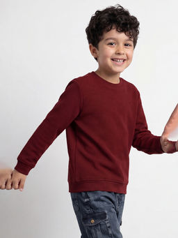 Allen Solly - Boys Maroon Solid Sweatshirt