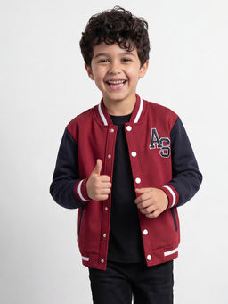 Allen Solly - Boys Red Colorblock Cardigan