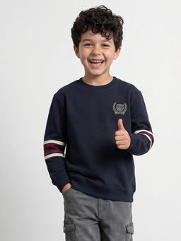 Allen Solly - Boys Navy Blue Stripes Sweatshirt
