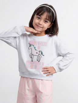 Allen Solly - Girls Grey Embellished Sweatshirt