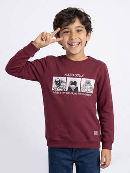 Allen Solly - Boys Maroon Graphic Sweatshirt