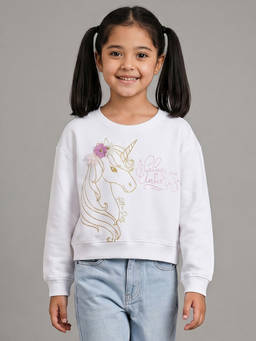 Allen Solly - Girls White Embellished Sweatshirt