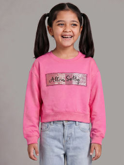 Allen Solly - Girls Pink Print Sweatshirt