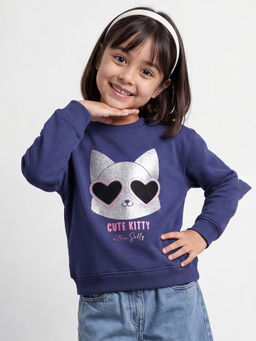 Allen Solly - Girls Blue Graphic Sweatshirt