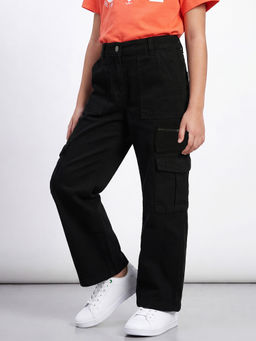 Allen Solly - Girls Black Solid Jeans