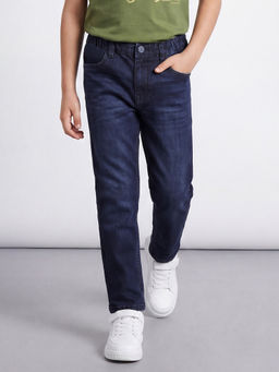 Allen Solly - Boys Navy Blue Solid Jeans