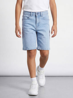 Allen Solly - Boys Light Blue Solid Shorts