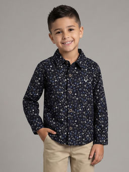 Allen Solly - Boys Navy Print Casual Shirt
