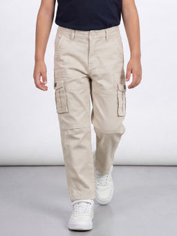 Allen Solly - Boys Beige Solid Trousers