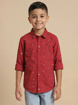 Allen Solly - Boys Red Print Casual Shirt