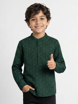 Allen Solly - Boys Green Print Casual Shirt