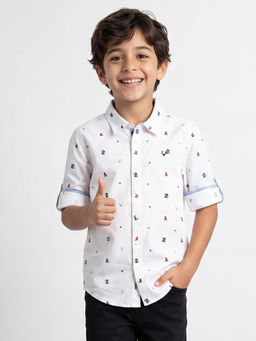 Allen Solly - Boys White Printed Casual Shirt