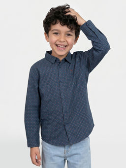 Allen Solly - Boys Navy Blue Print Casual Shirt