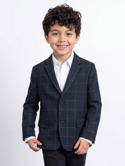 Allen Solly - Boys Navy Blue Check Blazer