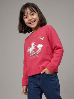 Allen Solly - Girls Red Embellished Sweatshirt
