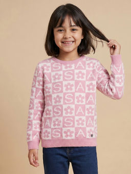 Allen Solly - Girls Pink Print Sweater