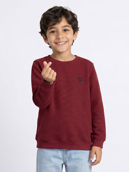 Allen Solly - Maroon Cotton Blend Regular Sweatshirt