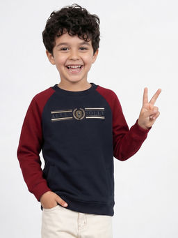 Allen Solly - Navy Blue Cotton Blend Regular Sweatshirt