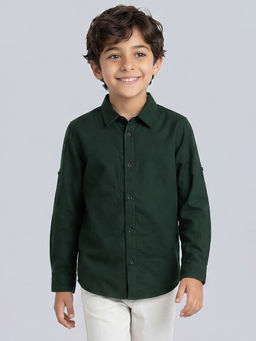 Allen Solly - Boys Green Solid Casual Shirt