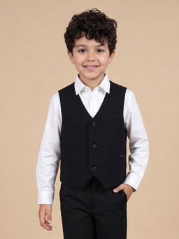 Allen Solly - Boys Navy Blue Solid Regular Fit Waistcoat