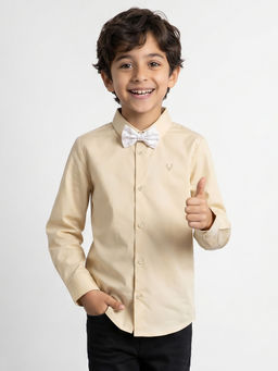 Allen Solly - Boys Yellow Solid Party Shirt with Bow