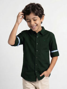Allen Solly - Boys Green Solid Casual Shirt