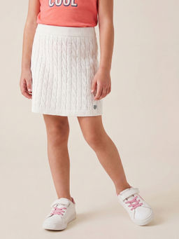 Allen Solly - White Cotton Textured Skirt