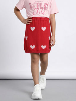 Allen Solly - Red Cotton Printed Skirt