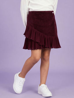Allen Solly - Maroon Rayon Textured Skirt