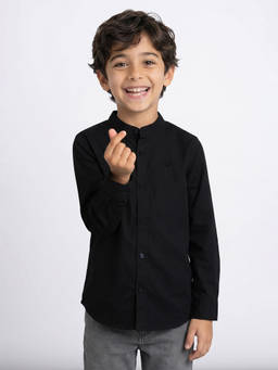 Allen Solly - Boys Black Solid Casual Shirt