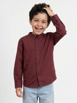 Allen Solly - Boys Maroon Solid Casual Shirt