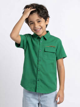 Allen Solly - Boys Green Solid Casual Shirt
