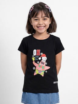 Allen Solly - Girls Black Graphic Print Casual T-Shirt
