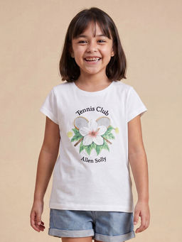 Allen Solly - Girls White Graphic Print Casual T-Shirt