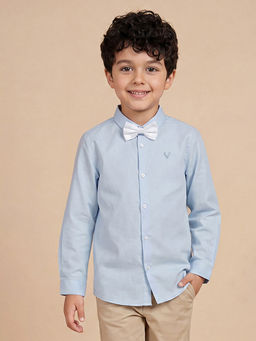 Allen Solly - Blue Solid Full Sleeves Party Shirt