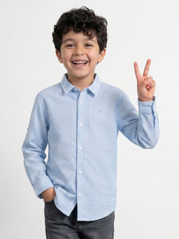 Allen Solly - Light Blue Stripes Full Sleeves Casual Shirt