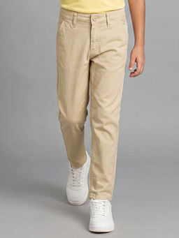 Allen Solly - Cream Solid Slim Trouser