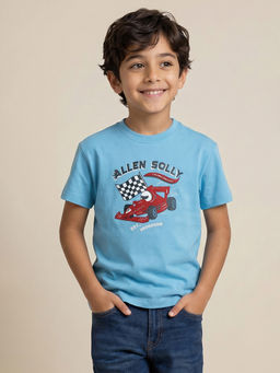 Allen Solly - Boys Light Blue Graphic Print Crew Neck T-Shirt