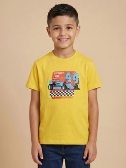 Allen Solly - Boys Yellow Graphic Print Crew Neck T-Shirt