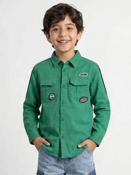 Allen Solly - Boys Green Graphic Print Casual Shirt